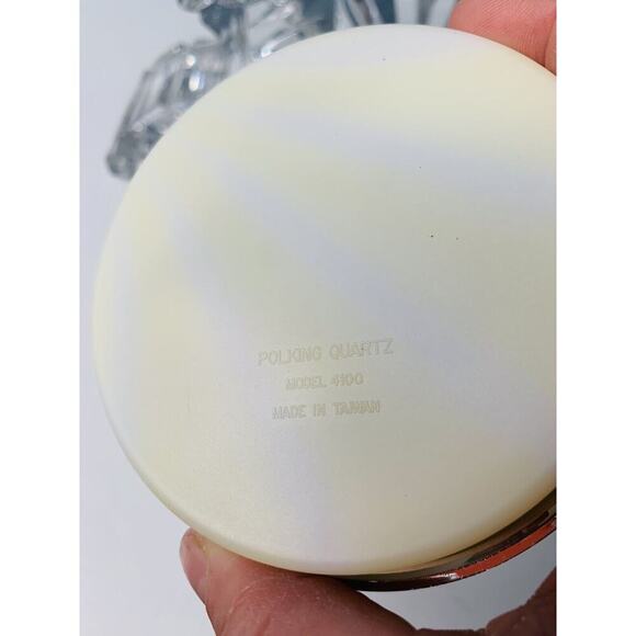 Vintage Lead Crystal Quartz Mantel Desk Clock Working Condition Clear Glass - Picture 6 of 15